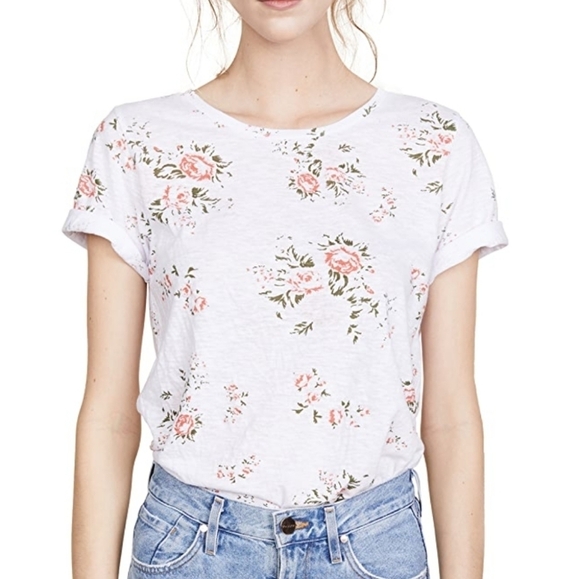 Monrow Floral Slubbed Jersey Floral Tee Shirt - Picture 1 of 10